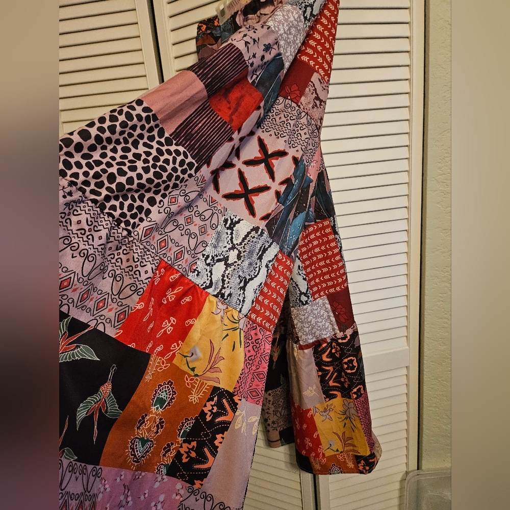Patchwork Boho Wide Leg Multicolor Pants NWT - image 2